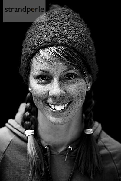 Professional climber Elizabeth 'Libby' Sauter poses for a portrait in Camp 4  Yosemite Valley  California.