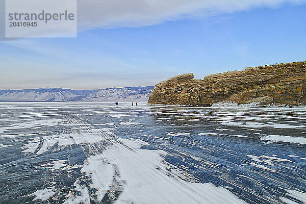 Semi-frozen Lake Baikal  Irkutsk  Siberia  Russia