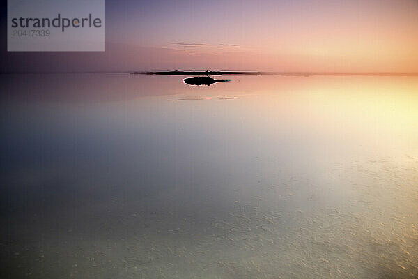 Dusk by lake in Nature Reserve of Lagunas de Villaffaila at sunset  Zamora  Castilla y Leon  Spain