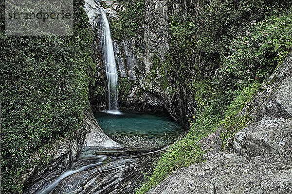 Seven dragon ladies pond waterfalls on Cangshan Mountain.