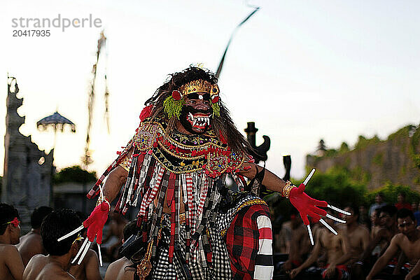 Kecak dance being performed at Uluwatu Bali Indonesia