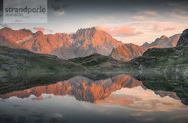 Majestic Sirac Mountain Reflected in Lauzon Lake  Ecrins National Park