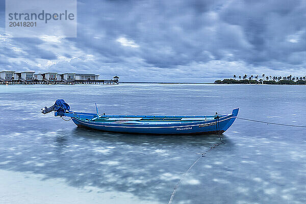 boat in the sea water- tropical paradise  Maldives  guraidhoo island