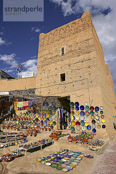 Kasbah Taourirt building with market stall