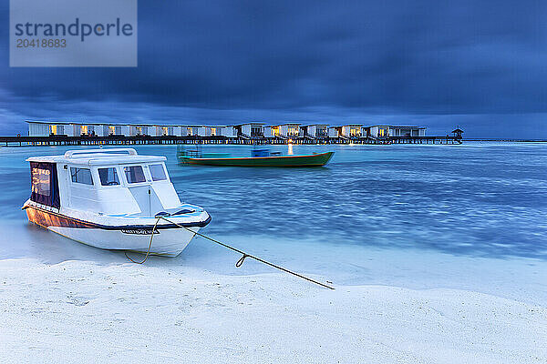 boat in the sea water- tropical paradise  Maldives  guraidhoo island