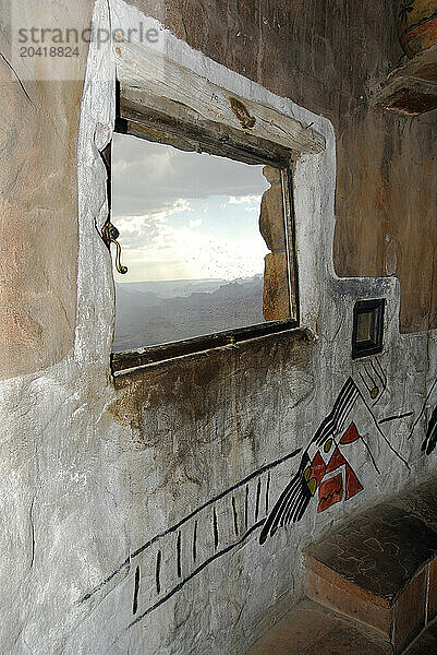 Looking through a window into the Grand Canyon.