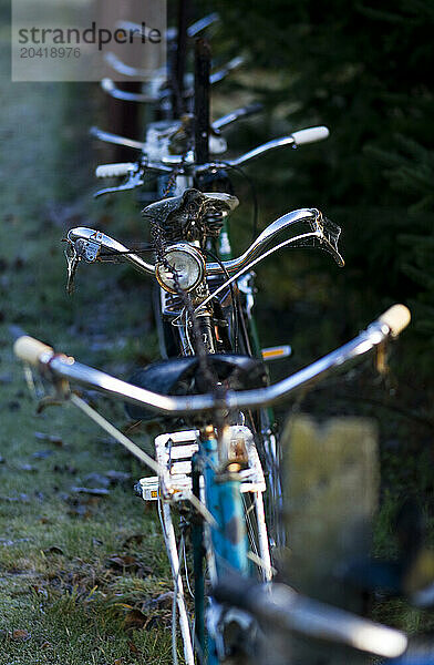 A fence made of old bikes outside Queenstown  New Zealand.