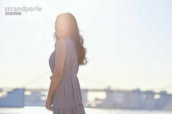 Japanese woman portrait at sunset