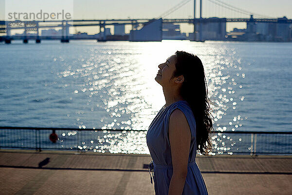 Japanese woman portrait at sunset