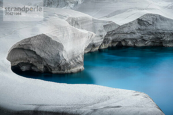 Ethereal Blue Hour at Milos' Surreal Sarakiniko Volcanic Beach