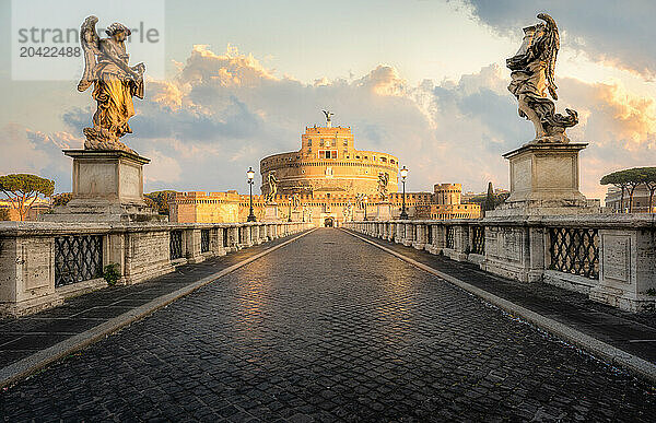 Golden Dawn - Castel Sant'Angelo Framed by Ponte Sant'Angelo Statues