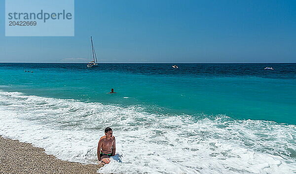 Beach and sea at the resort Dhermi  Albania