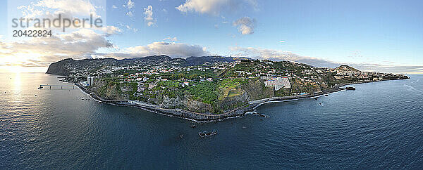 panoramic view of funchal at sunset