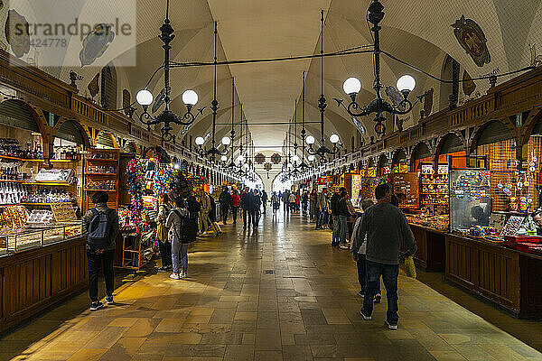 inside the Cloth Hall on Rynek Glowny Square in Krakow