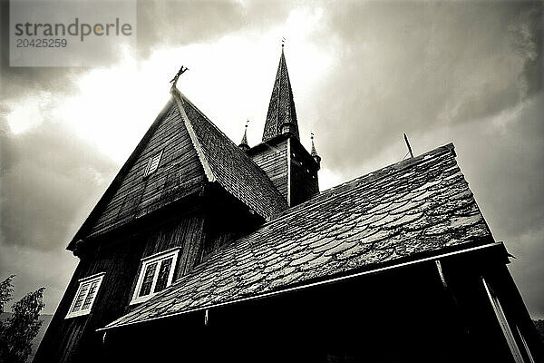 View of the exterior of a church in Vaga  Norway.