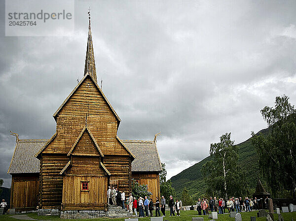 View of the exterior of Lom Stavkyrkje in Lom  Norway.