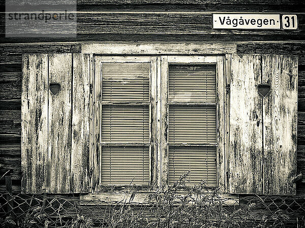 Close-up of a window in Vaga  Norway.