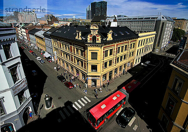 View of modern  downtown Oslo  Norway.