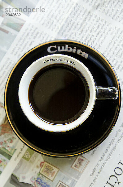 A cup of Cuban coffee in ViÃ±ales  Cuba.