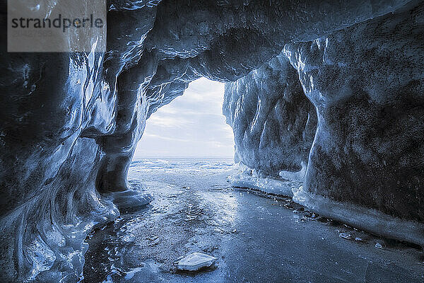 Frozen cave at Lake Baikal  Irkutsk Oblast  Siberia  Russia