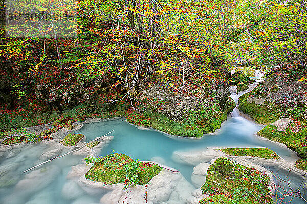 Urederra source of river in Sierra de Urbasa. Urbasa and Andia Natural Park