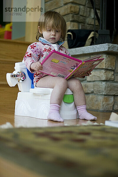 An toddler potty training.