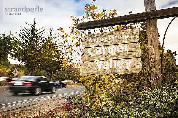 Sign post by Carmel by the sea in California USA.