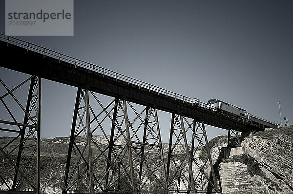 A train crossing a bridge in Gaviotas  Santa Barbara  California