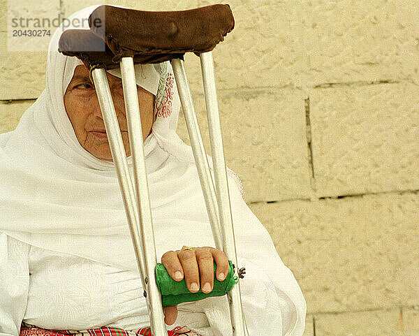 Elderly Palestinian woman in Kadum