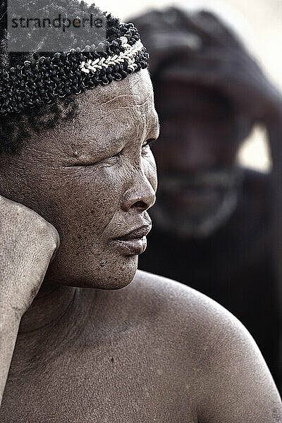 Portrait of an old bushmen woman from the Kalahari desert