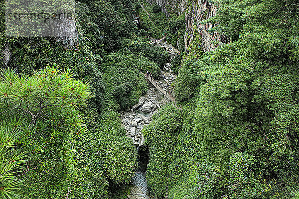 Seven dragon ladies pond waterfalls on Cangshan Mountain.