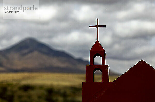 A small steel capilla along Highway 2 near Naco  Mexico.