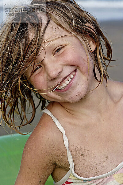 happy girl on beach