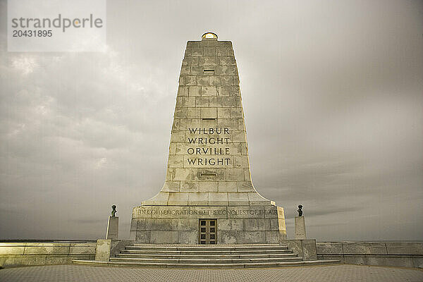 Hilltop monument to commemorate the Wright brothers historic first flight  Kitty Hawk  North Carolina.