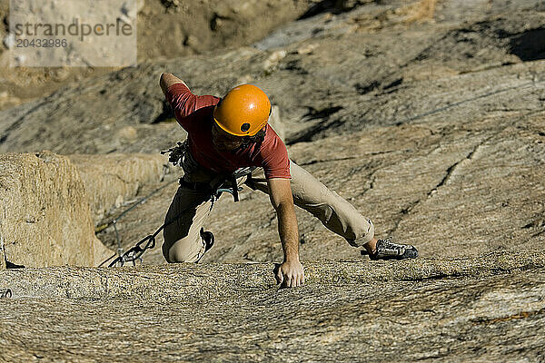 Alpine climber on granite mountains in Washington State