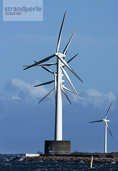 Windmill on a line at Copenhagen Harbor.