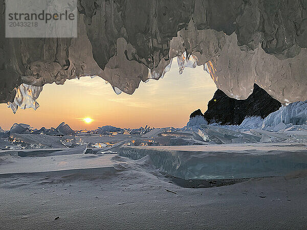 Ice cave in Baikal Lake  Irkutskâ€ Oblast  Siberia  Russia