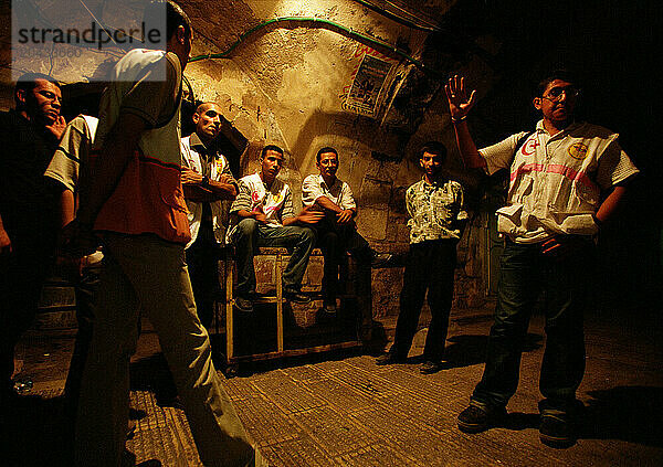 Volunteers in Old City Nablus at Night