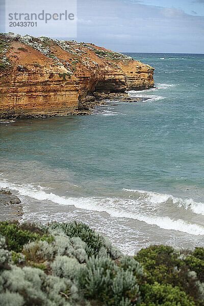 Towers of rock formations in the Bay of Islands  on the Great Ocean Road  Victoria  Australia.