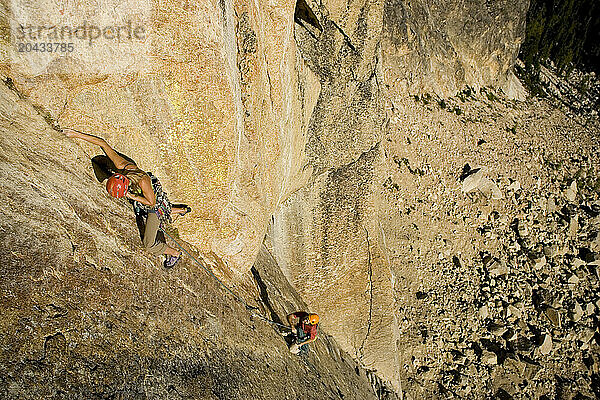 Alpine climbers on granite mountains in Washington State