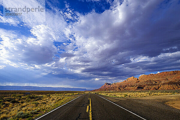 Road in desert to Lees Ferry  Arizona  USA