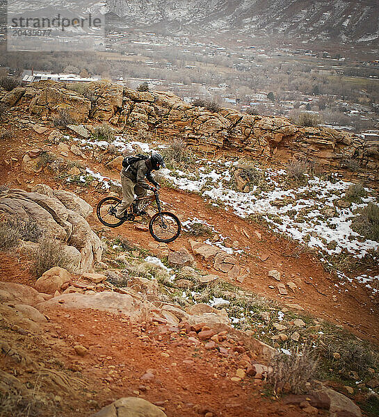 Downhill mountain biking  Moab  Utah.