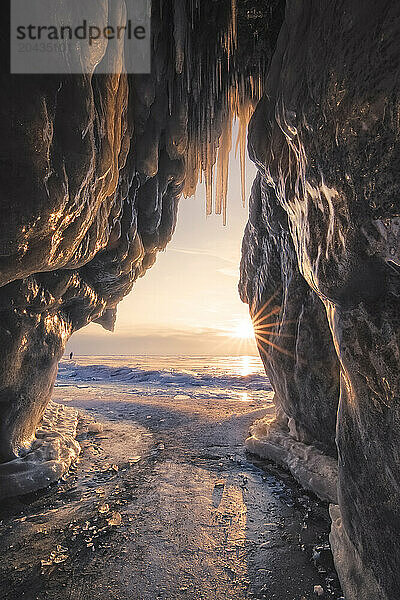 Frozen cave at Lake Baikal  Irkutsk Oblast  Siberia  Russia