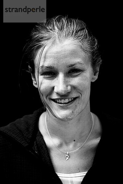 Climber Amanda Fenn poses for a portrait in Camp 4  Yosemite Valley.