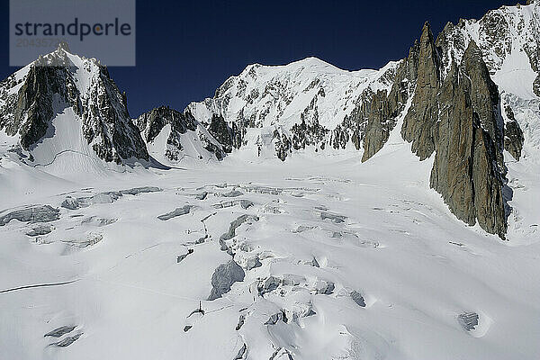 Mont Blanc  Mont Maudit  Mont Blanc du Tacul  Petit and Grand Capucin summits and Glacier du Geant  Mont Blanc Massif  Alps