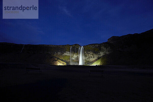 Night shot of Seljalandsfoss