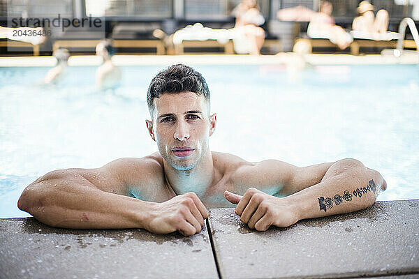 Young man in pool