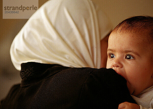 Palestinian child at clinic