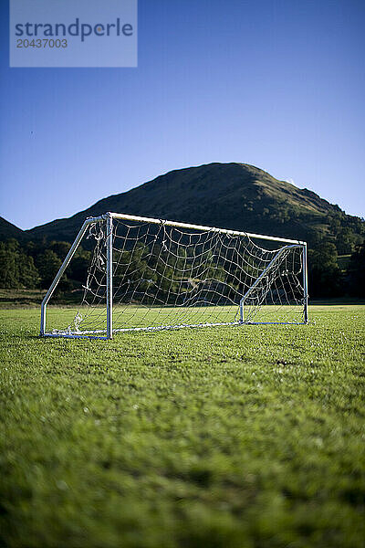 Soccer goal in Lake District.