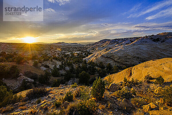 Rock formations at sunset  Escalante  Utah  USA